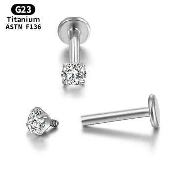 Buza stud titan G23 tragus cartilajului perforate gaură interioară a inelului bijuterii zircon buze stud cercei spirala de unghii crystal buze