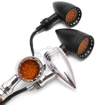 1pair Motocicleta LED-uri de Semnalizare Glonț de Semnalizare Amber Indicator Lumini de Chihlimbar Lentila 10mm Vintage Crom/Negru Pentru Harley Honda