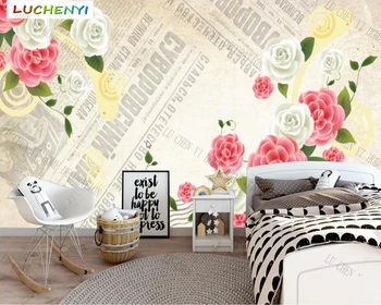 Papel de parede personalizate vintage rose tapet floral murală,living tv de perete dormitor gazete de perete decor acasă