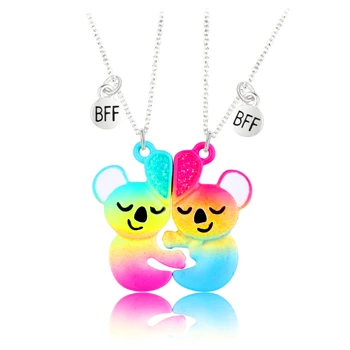 2 BUC/Set Drăguț de Colorat Raton Forma Pandantiv Lanț Mai buni Prieteni Colier BFF Prietenie pentru Copii Bijuterii Cadouri pentru Fete