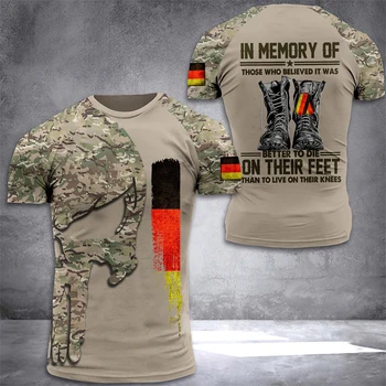 2023 German T-shirt pentru Bărbați Craniu Pavilion Tricouri 3d de Imprimare Topuri de Moda Veteran Maneci Scurte O-neck Tee Casual Supradimensionate, Haine Lejere