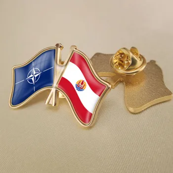 Organizația Tratatului Atlanticului de nord NATO și Polinezia franceză Trecut Dublu Prietenie Steaguri insigne, Brosa Insigne