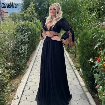Cara&Alan albanez Style Femei Rochie de Seară Pentru o Petrecere de Nunta cu Maneci Lungi Aplicatiile ștrasuri din Mărgele Rochii de Bal 2022 abendkleider