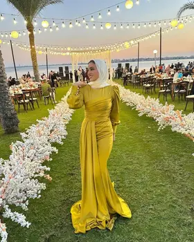 Sirenă Satin Mâneci Lungi Rochii De Bal Nouă Femei De Seara Formale Rochii De Petrecere, Rochii De Arabia Saudită Vestidos De Gala