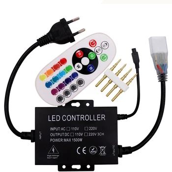 220V 110V 1500W Led RGB Controller 24 taste de Control de la Distanță IR de 8mm/10mm/12mm Led Strip Lumină Conector cu NOI/ UE Priza de Putere