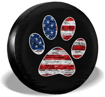 YZ-MAMU Steagul American Labă de Câine Tipărite roata de rezerva de Acoperire rezistent la apa Praf-Dovada pentru Jeep Trailer RV SUV, Camioane și Alte Vehicule