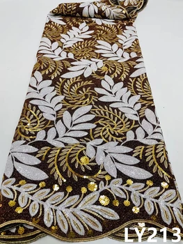 Catifea de Fundal dantela tesatura cu paiete Femei rochie dantela 2022 Nou Design pentru Petrecerea de Nunta Africane Nigerian Epocă LY213