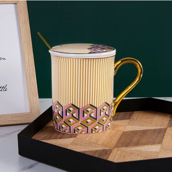 Lux Design Nobil Mozaic Cani de Cafea Nordic Ins Fierbinte Aur, Pictura, Ceramica Cesti de Apa 350ml