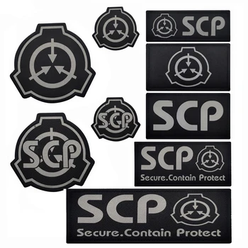 Fundația SCP Logo Broderie Patch-uri de Reflecție Insigne, Embleme Militare, Armata cm Accesoriu Cârlig și Buclă Tactice DIY Pânză