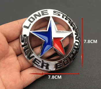 3D Texas Silver Edition Star Metal Singuratic Auto Portbagaj Emblema, Insigna Decalcomanii Autocolant Accesorii Auto