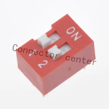 De înaltă calitate Comutator dIP 2.54 mm Pas placat cu Aur 2position 4Pin Roșu DS-02