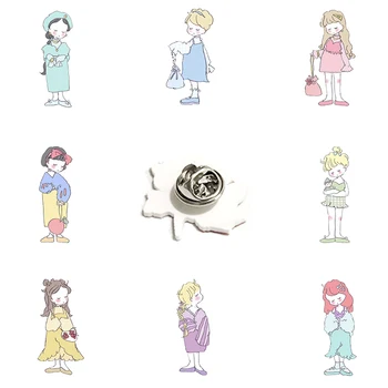Disney Acrilice Ace de Rever Dressing Printese Desene animate Stil Rășină Epoxidică Insigne, Broșe Accesorii Creative Cadouri Bijuterii FWN75