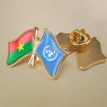 Organizației Națiunilor unite și Burkina Faso Trecut Dublu Prietenie Steaguri Brosa Insigne, Ace de Rever
