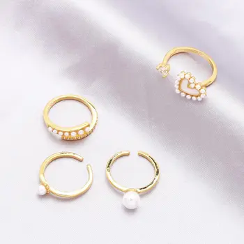 Noi De Lux Cu Perle Inele Pentru Femei Din Oțel Inoxidabil De Aur Culoare Inel 2023 Tendință Zirconia Nunta Estetice Bijuterii