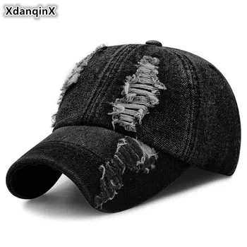 XdanqinX 2020 Nouă Bărbați Bumbac Șapcă de Baseball Personalitate Gaura Hip Hop Pălărie Reglabil Dimensiune Femei Marci Capace Cowboy Câteva Pălării
