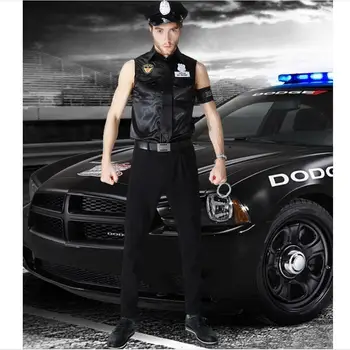Costume de Halloween pentru Adulți America SUA Poliție Polițist corupt Uniformă de Ofițer de Sus Tricou Fantezie Cosplay Stabilită de Îmbrăcăminte pentru Bărbați