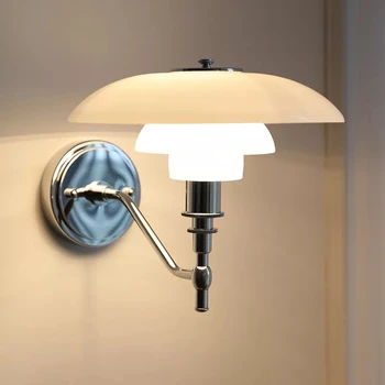 Nordic Morden Alb Perete de Sticlă Lampă de Noptieră Dormitor Vintage Camera de zi, Balcon Clasic Sconces Design Atemporal de Iluminat cu LED