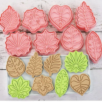 8pcs/set Tropicale cu Frunze de Tăietori Cookie 3D din Plastic Biscuiti Mucegai Cookie Timbru DIY Fondant Tort Mucegai Bucătărie, produse de Patiserie de Copt Bakeware